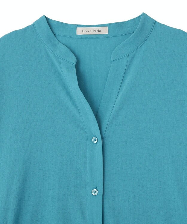 Green Parks 半袖シアースキッパーシャツワンピース Blue