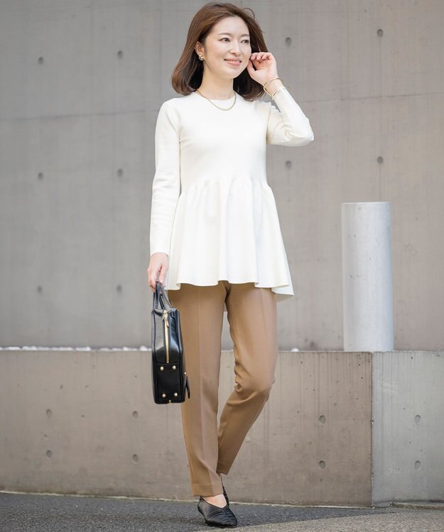 23区 S 【Sサイズ限定】ストレッチダブルクロス テーパード パンツ キャメル系