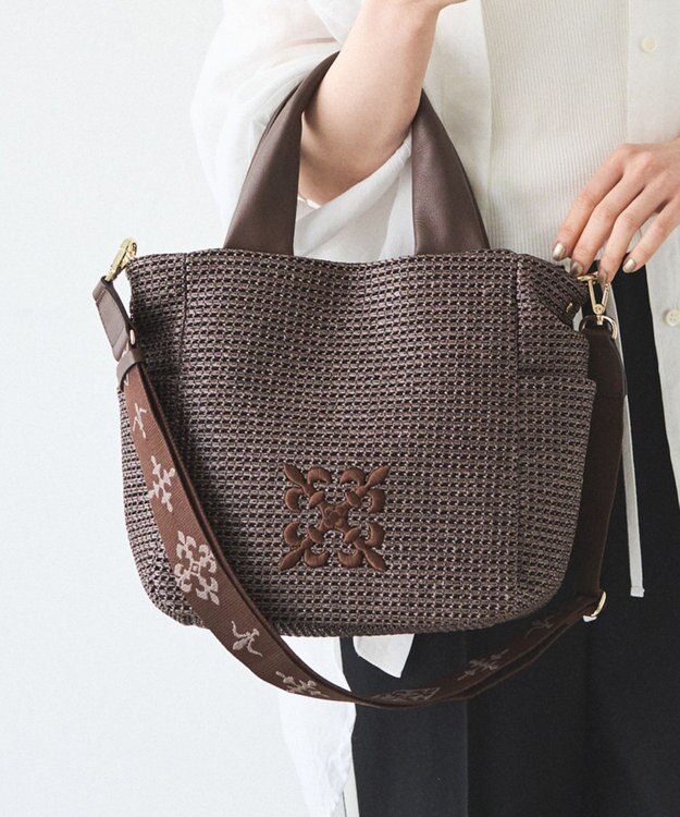 russet ナイロンラフィア2WAYトートバッグ(CE-1711) D.Brown