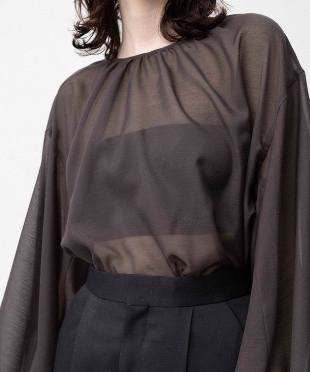 NAVE 【Nave】ブライトシアーボイル ギャザーブラウス ブラウン系