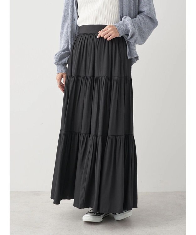 earth music&ecology ティアードスカート Black