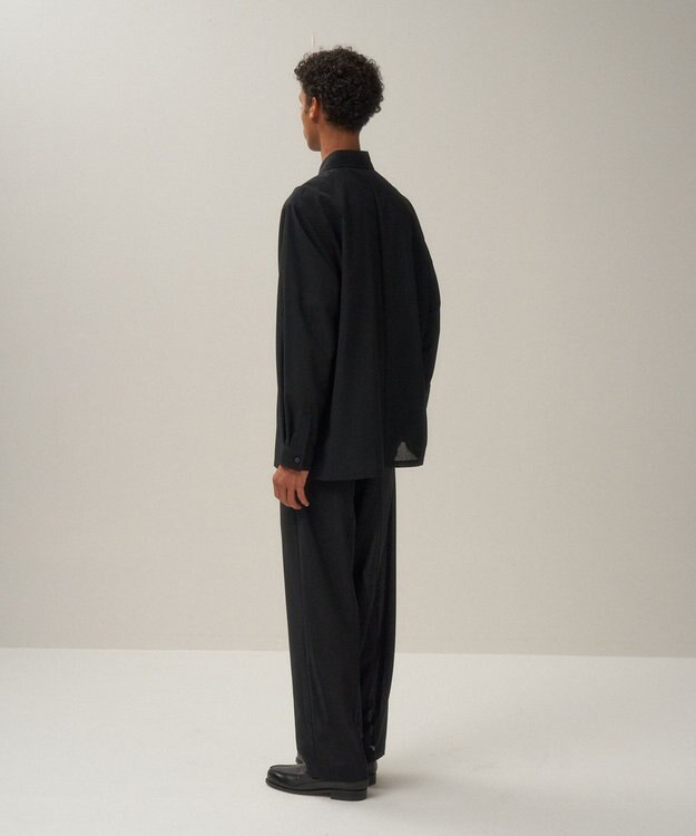 ATON TWIST WOOL TROPICAL | オーバーサイズシャツ - UNISEX BLACK