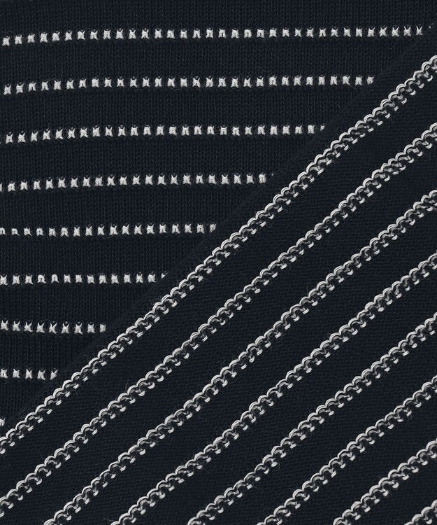 J.PRESS LADIES S 【洗える・抗菌防臭】コットンアセテート ボーダー カーディガン ネイビー系1