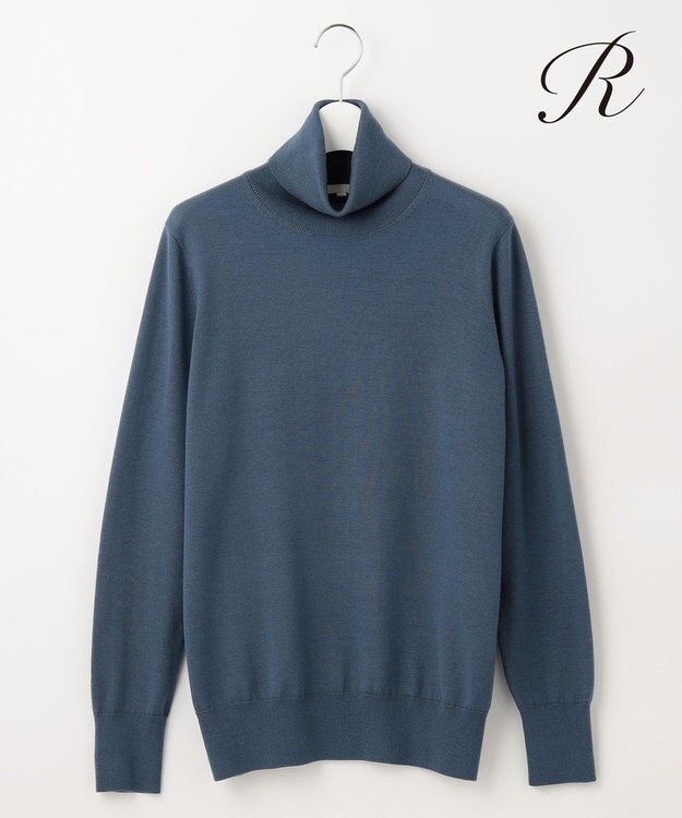23区 S 【R(アール)】ウーステッドウールカシミヤ タートルネックニット ダルブルー系