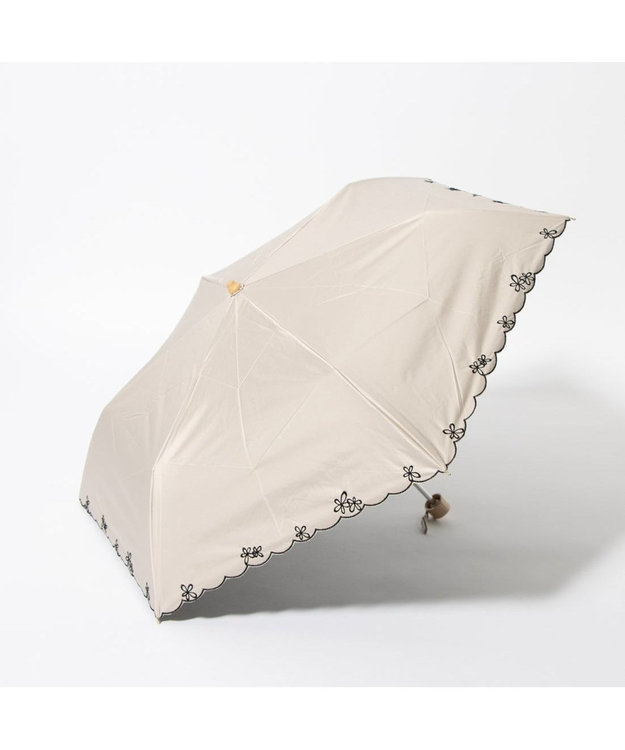 UNBILLION cache nez / プチフラワー刺繍折りたたみ日傘 ベージュ