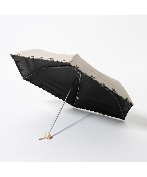 UNBILLION cache nez / プチフラワー刺繍折りたたみ日傘 ベージュ