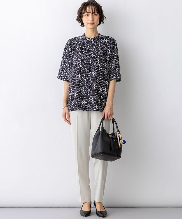 23区 S 【先行予約】カレイドスコーププリント バンドカラー ブラウス ネイビー系5