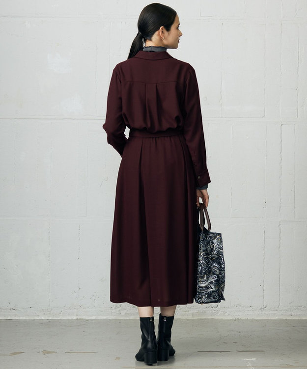 自由区 【SHIHOさん着用】TWハイツイストビエラタックディテール ブラウス ボルドー