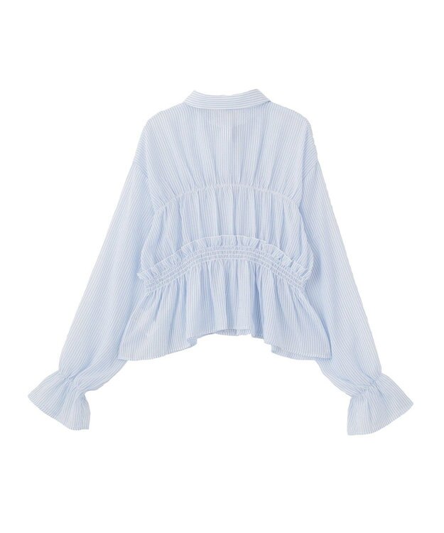 earth music&ecology シャーリングストライプシャツ Stripe Sax