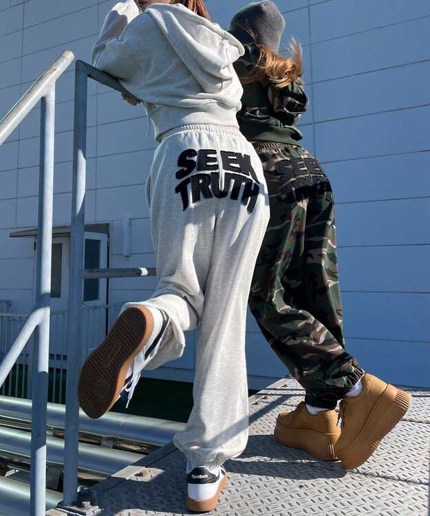 WEGO 【ウエストゴム】ヒップロゴスウェットパンツ 杢グレー