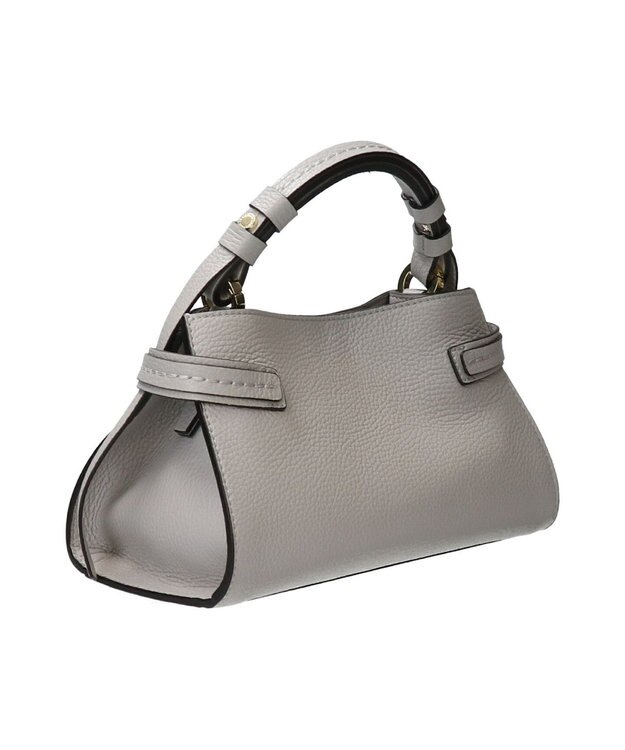 INTER-CHAUSSURES 【LORISTELLA】シュリンクレザーハンドバッグ ライトグレー