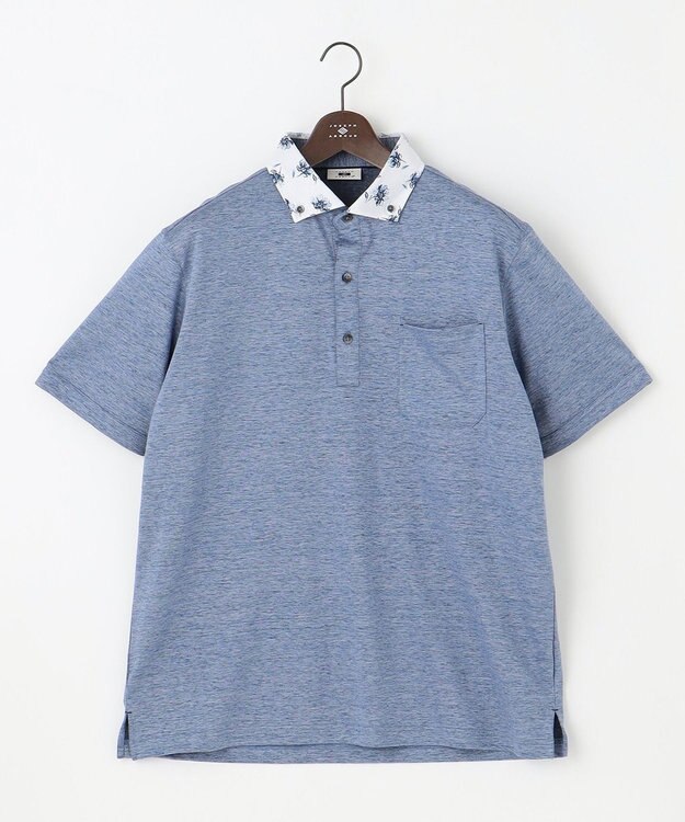 JOSEPH ABBOUD 【キングサイズ・リネン素材/清涼感/吸水速乾】リネン天竺 ポロシャツ サックスブルー系