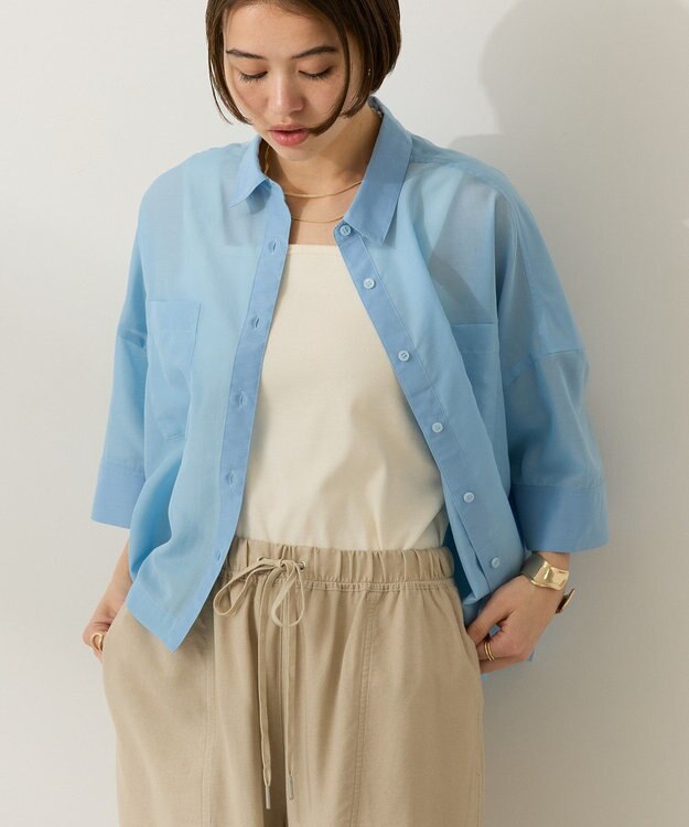 AMERICAN HOLIC Wポケットシアー半袖シャツ Light Blue