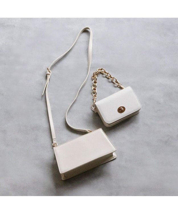 UNBILLION カシュカシュ cachecache / チェーンミニバッグ2個セットショルダー アイボリー