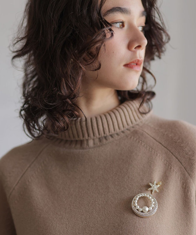 組曲 S ウールカシミヤミックス ロールネックニット ベージュ系