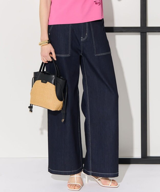 23区 L 【見上愛さん着用】23区 Summer DENIM ベイカーパンツ ネイビー系