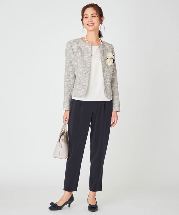 ANY MIXスラブツイード ジャケット アイボリー系