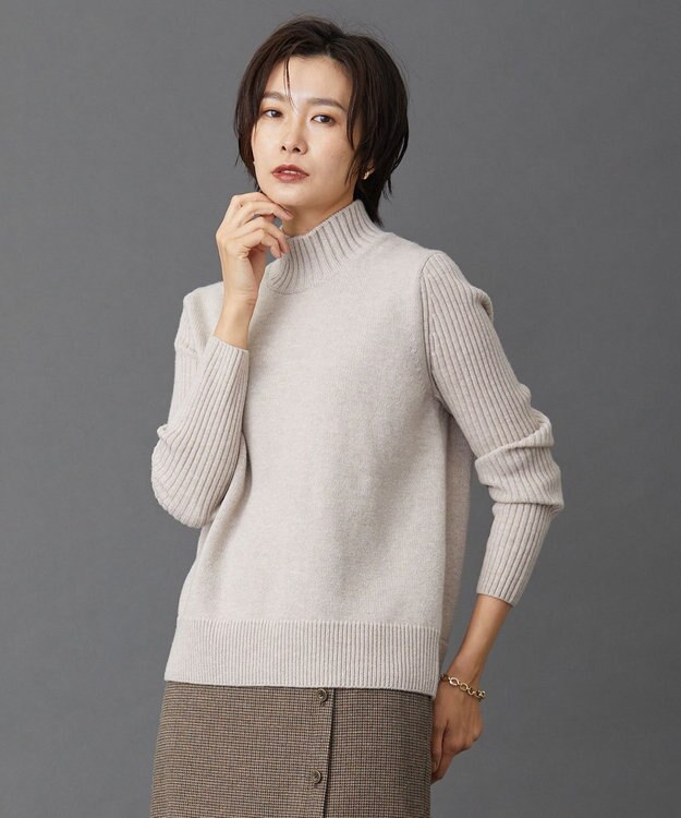 J.PRESS LADIES L 【洗える】CASHBIT ハイネック ニット ベージュ系