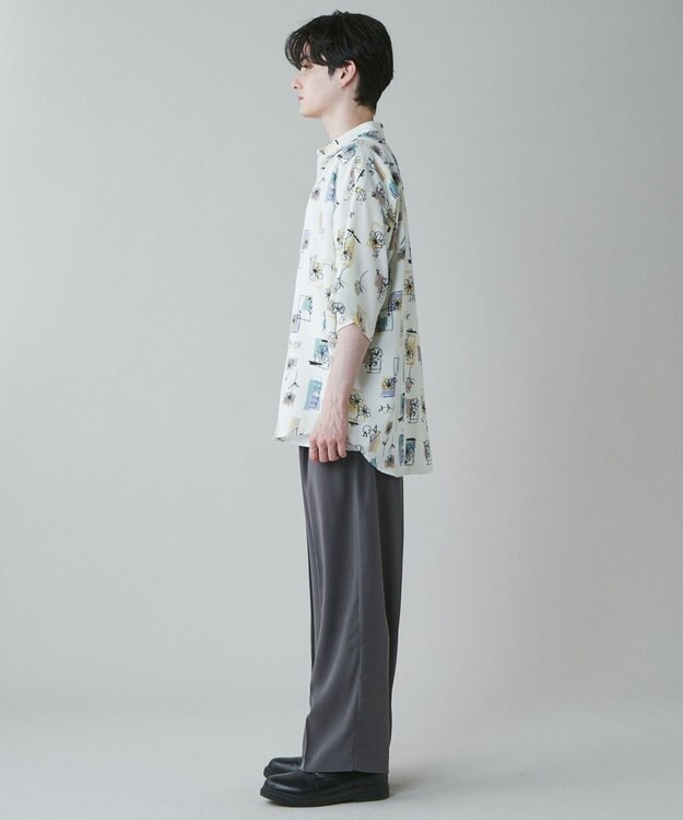 WEGO トロミ　ベルト付きワイドスラックス ダークグレー