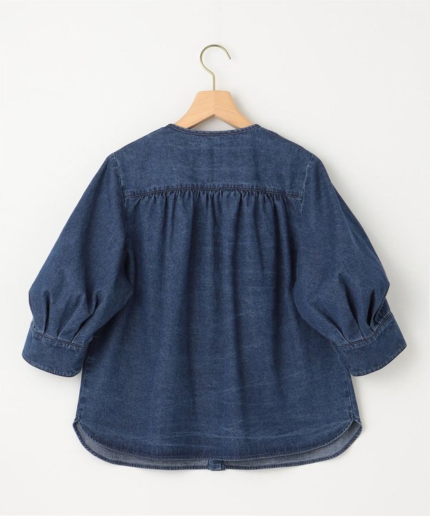 組曲 S 【WEB限定】フロントフリル デニムブラウス ユーズドブルー系