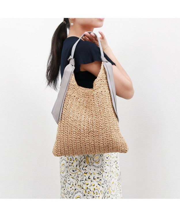 UNBILLION カシュカシュ cachecache / 下がりグログラン柄編みトートバッグ GY