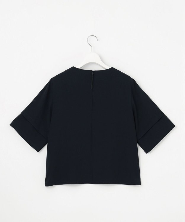J.PRESS LADIES 【セットアップ対応・人気素材】Light ジョーゼット クルーネック ブラウス ネイビー系