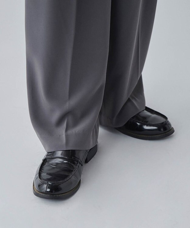 WEGO トロミ　ベルト付きワイドスラックス ダークグレー