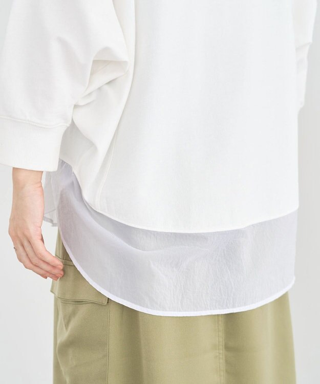 Green Parks 七分袖ドルマン裏毛シアードッキングプルオー Ecru