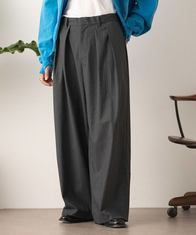 WEGO 【セットアップ対応】2タックバギースラックス グレーストライプ