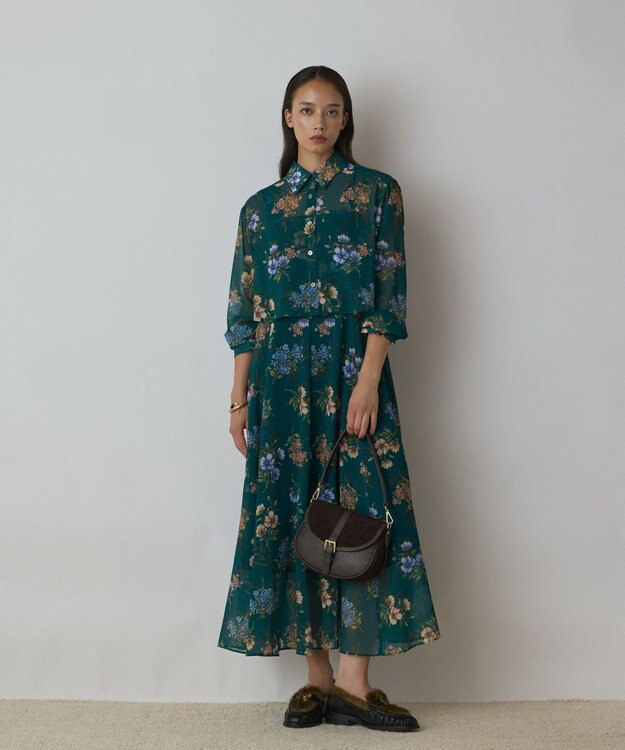 GRACE CONTINENTAL プリントセットアップワンピース グリーン