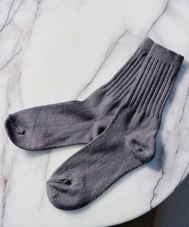 Tiaclasse シャイニーリブソックス グレー