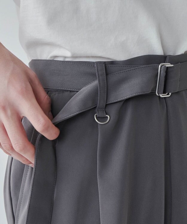 WEGO トロミ　ベルト付きワイドスラックス ダークグレー