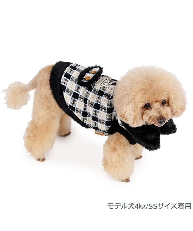 PET PARADISE スヌーピー 黒ツイード ベスト 小型犬 ブラック×ホワイト