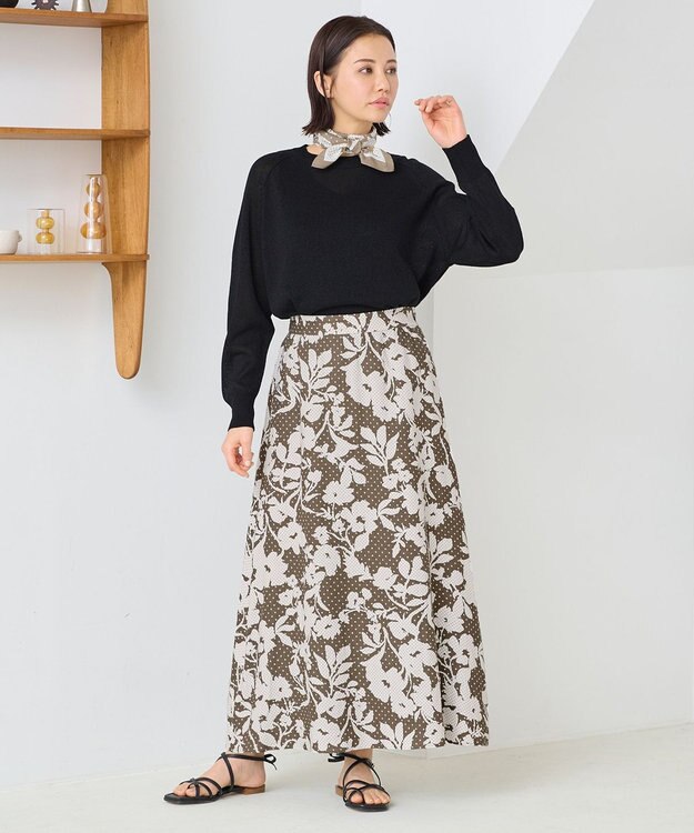 自由区 【XSサイズ~/洗える】モノトーンドットフレア スカート ブラウン系5