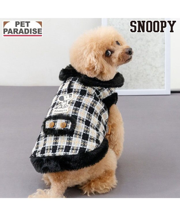 PET PARADISE スヌーピー 黒ツイード ベスト 小型犬 ブラック×ホワイト