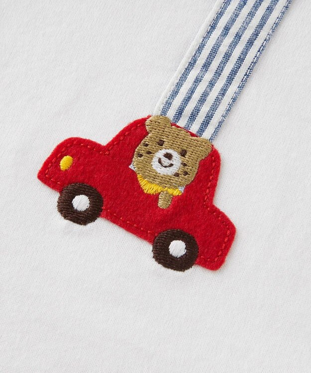 MIKI HOUSE HOT BISCUITS 【80-120cm】サスペンダーデザイン 半袖Tシャツ 白