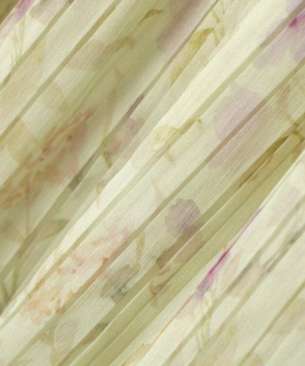 YECCA VECCA シアー花柄プリーツワンピース Light Green