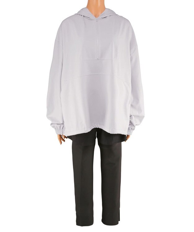 San-ai Resort（三愛水着楽園） 【再入荷】WEB限定商品　ポケット付きハーフジップラッシュパーカー＋リブタンキニ水着+レギンス5点セット【Beach Queen（ビーチクイーン）】 ライトグレー