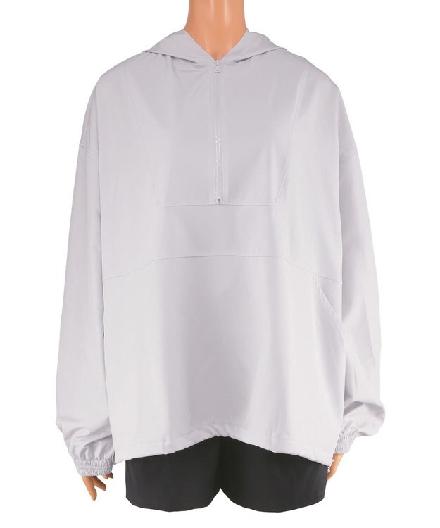 San-ai Resort（三愛水着楽園） 【再入荷】WEB限定商品　ポケット付きハーフジップラッシュパーカー＋リブタンキニ水着+レギンス5点セット【Beach Queen（ビーチクイーン）】 ライトグレー