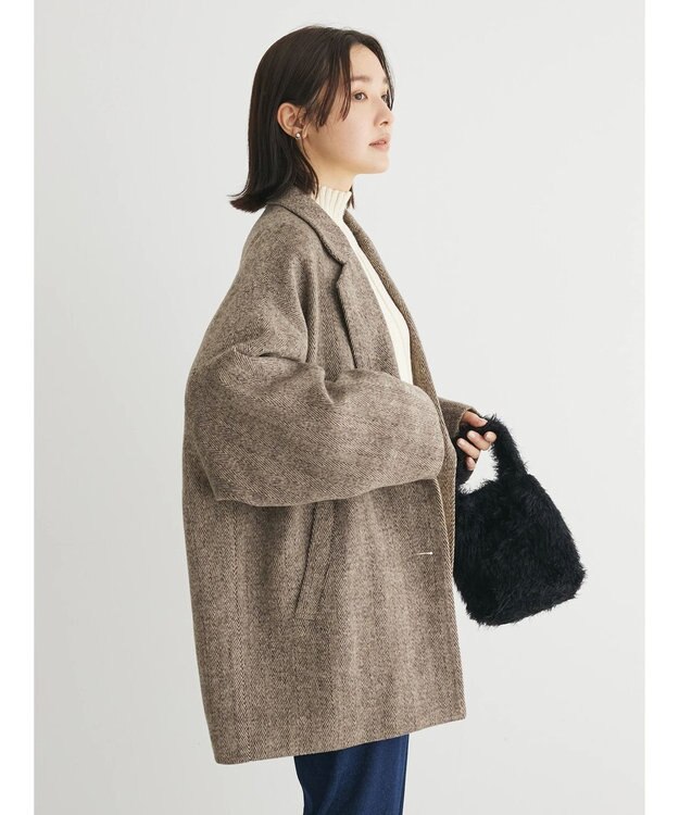 Green Parks ・ＥＬＥＮＣＡＲＥ　ＤＵＥ　ヘリンボーンミドルコート Brown