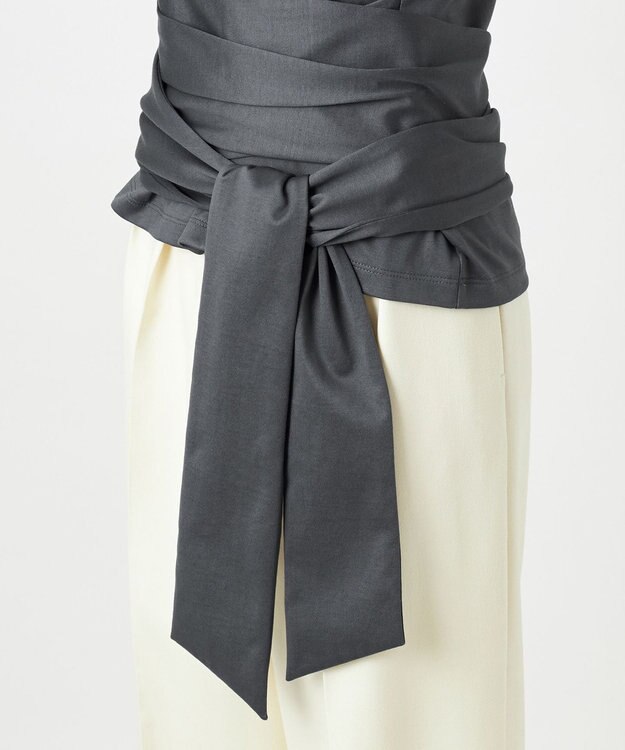 23区 L 【エステータ】スーピマシングルジャージー サッシュデザイン カットソー グレー系