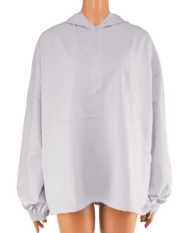 San-ai Resort（三愛水着楽園） 【再入荷】WEB限定商品　ポケット付きハーフジップラッシュパーカー＋リブタンキニ水着+レギンス5点セット【Beach Queen（ビーチクイーン）】 ライトグレー