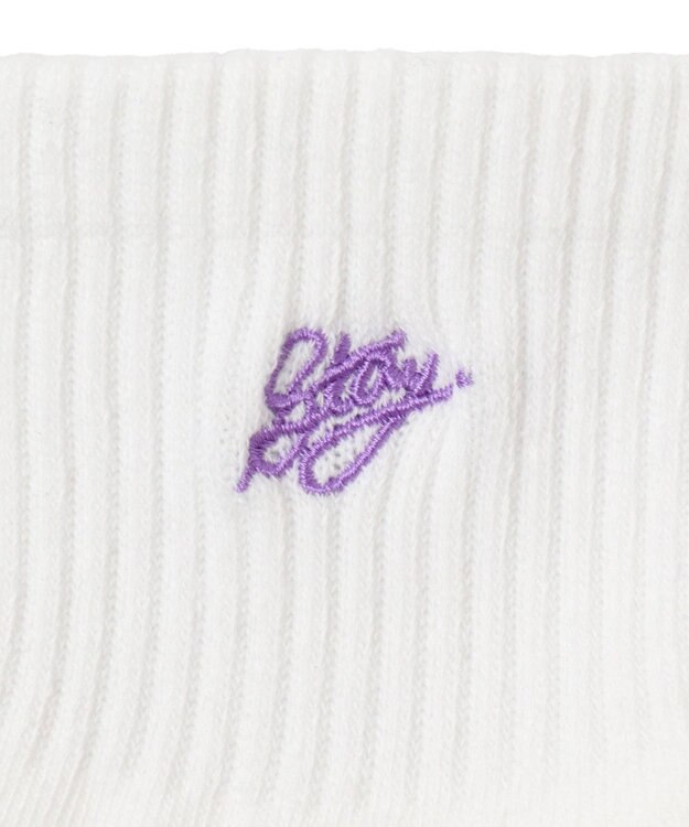 WEGO カラーロゴ刺繍アンクルパイルソックス ホワイト