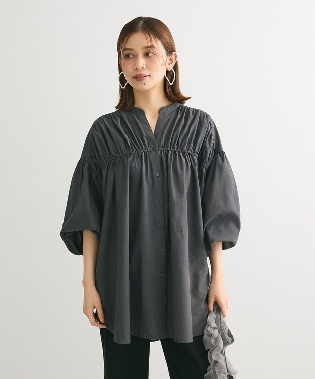 Green Parks シャーリングボリュームチュニック Charcoal Gray