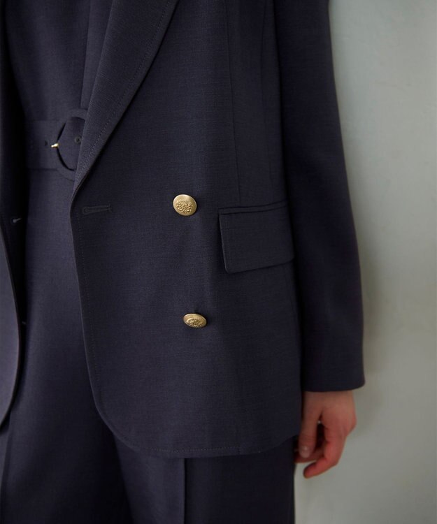 GRACE CONTINENTAL 麻調バックギャザージャケット グレー