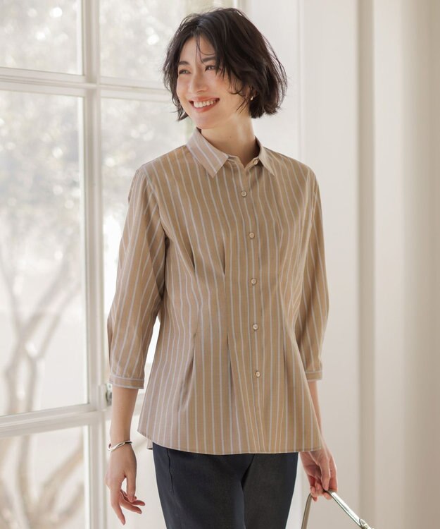 J.PRESS LADIES TC ハイカウントストライプ シャツ ブラウス