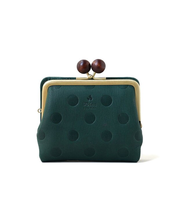 FOLNA RD ドット型押し ウッドボールがま口財布 グリーン