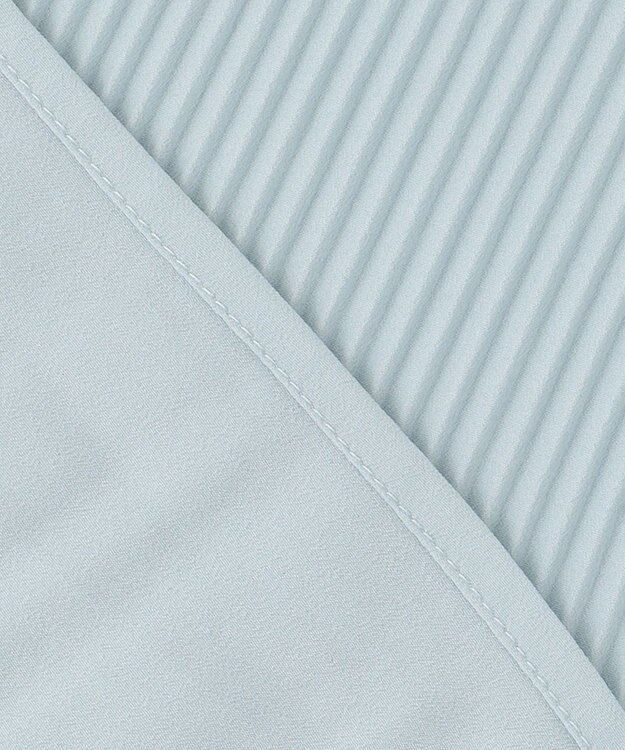 Feroux プリーツコンビ ブラウス スカイブルー系