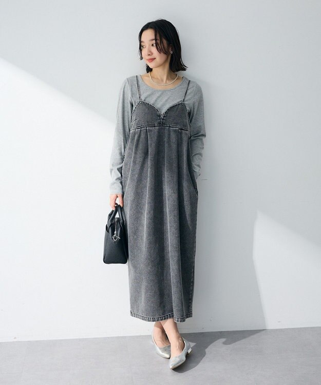 Green Parks デニムキャミワンピース Black