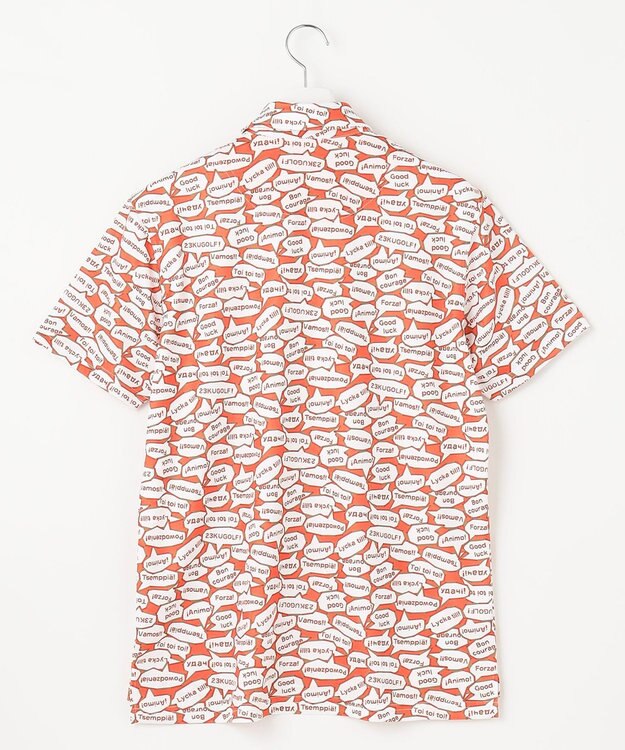 23区GOLF 【MEN】【吸水速乾/UVカット】YELL総柄プリントポロシャツ オレンジ系5